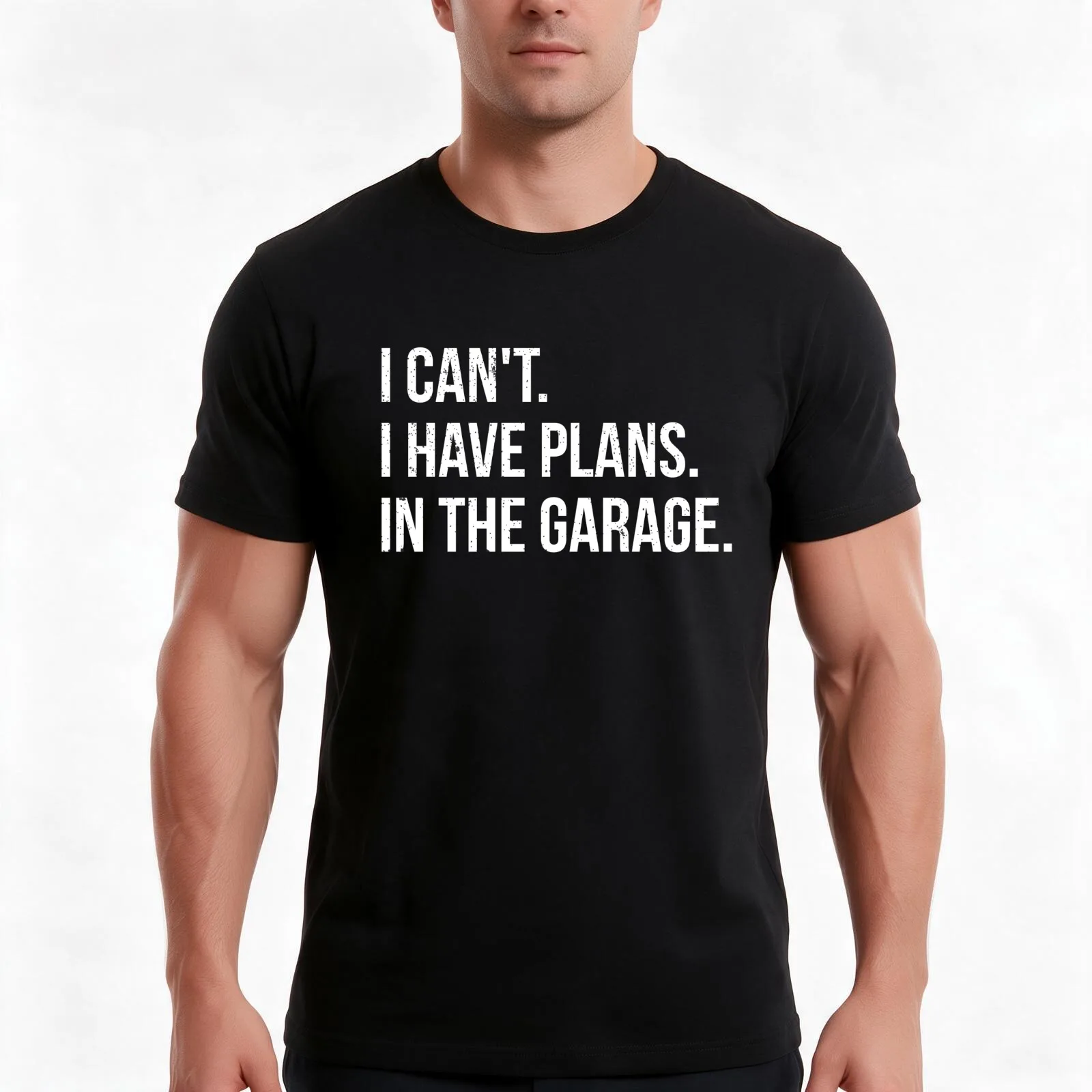 I can't. I have plans. In the garage. funny T-Shirt, Summer Casual Cotton Tee, Oversized Streetwear Tops, Vintage Graphic Print