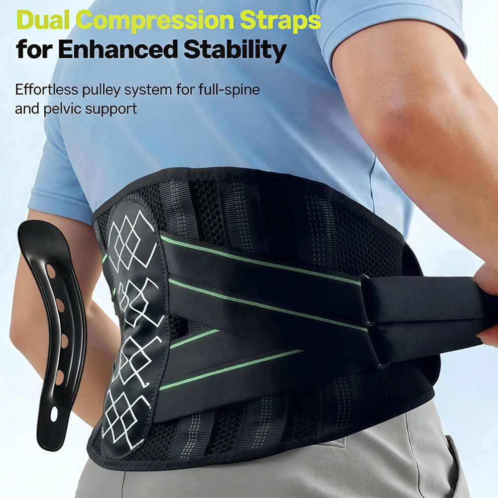 

Adjustable Breathable Back Brace, 9 Support Stays Ergonomic Waist Support Belt for Exercise, Travel, Work and Home Daily Use