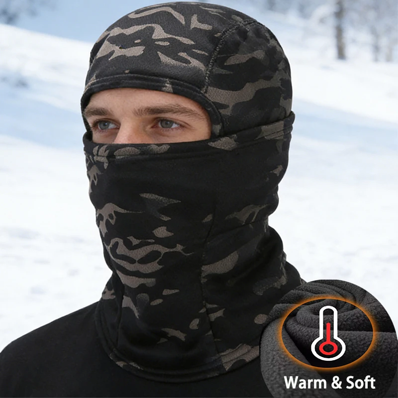 

3 Pcs Fleece Lined Thickened Camouflage Outdoor Balaclavas, Lightweight & Comfortable Cycling Face Masks, Ideal for Winter Sport