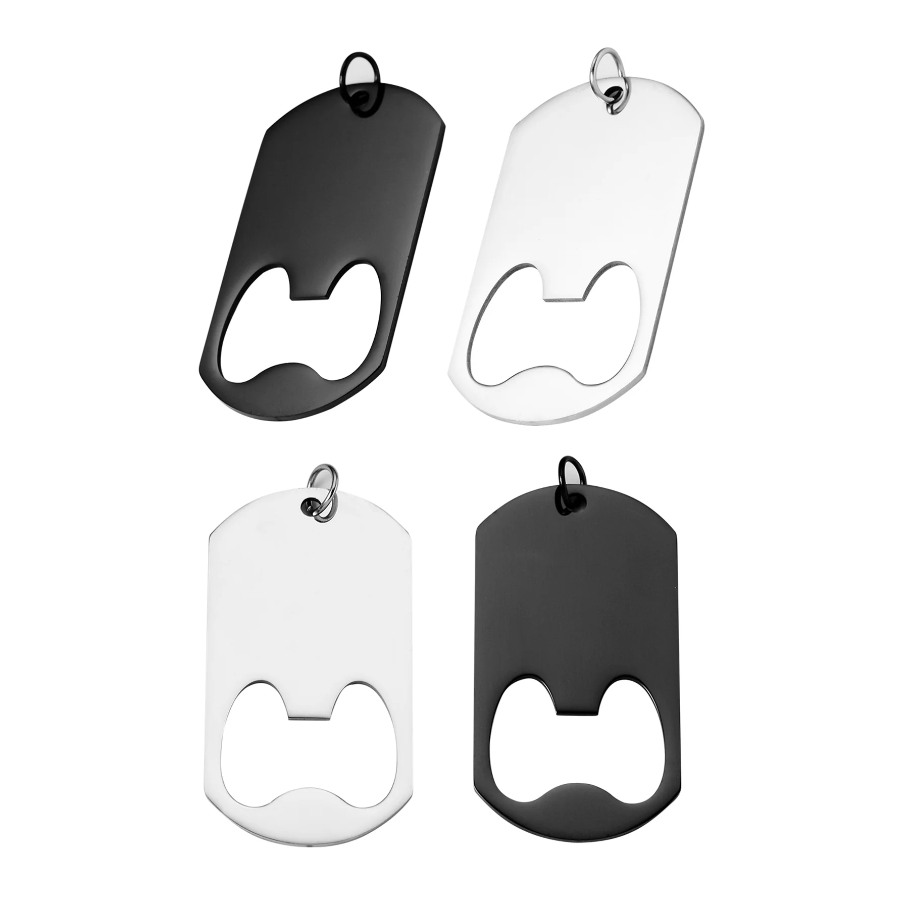 

3Pcs Stainless Steel Beer Bottle Opener Military Army Style ID Blank Dog Tags Pendant Rectangle Necklace Jewelry Accessories