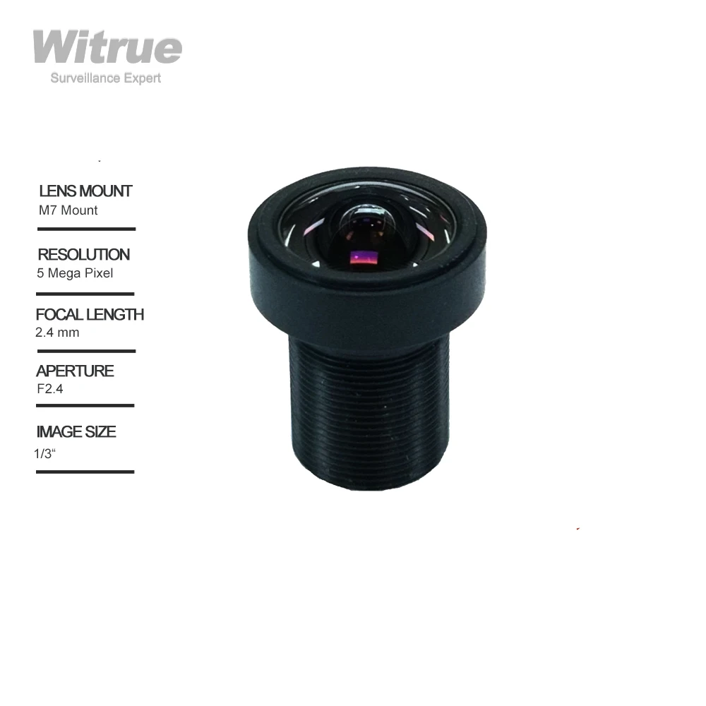 Witrue HD 5MP Low Distortion Camera Lens CCTV 2.4MM M7 Mount 1/3