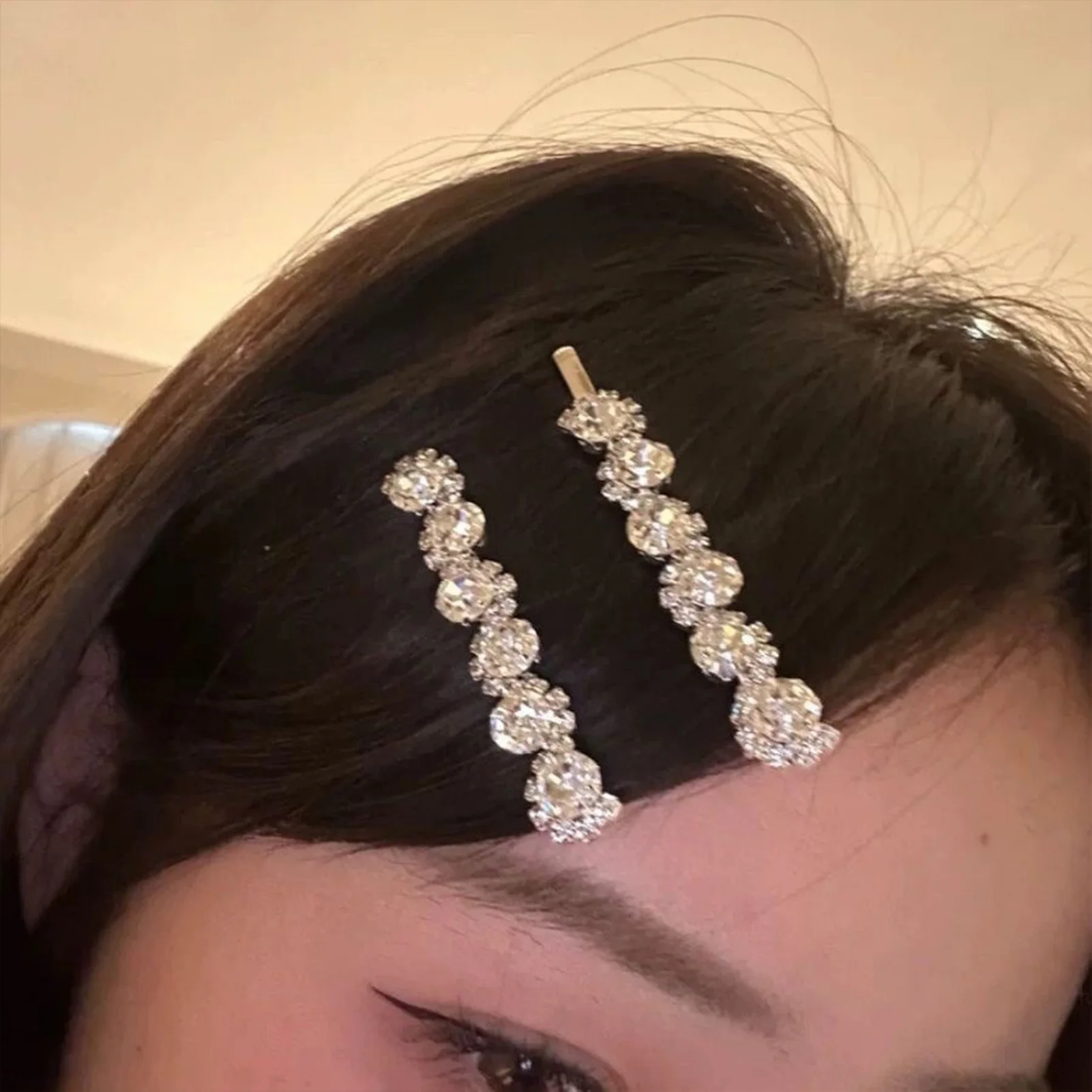 

Shiny Rhinestone Barrettes for Women Luxury Fashion Hair Clips Silver Color Hairpins Hairgrips Girls Hair Jewelry Accessories
