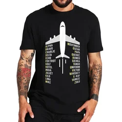 Phonetic Alphabet Aviation Pilot Airplane Man Shirt Funny Summer Men's T-shirts Pilot Unisex Tshirts Oversize Tee Shirt Camiseta