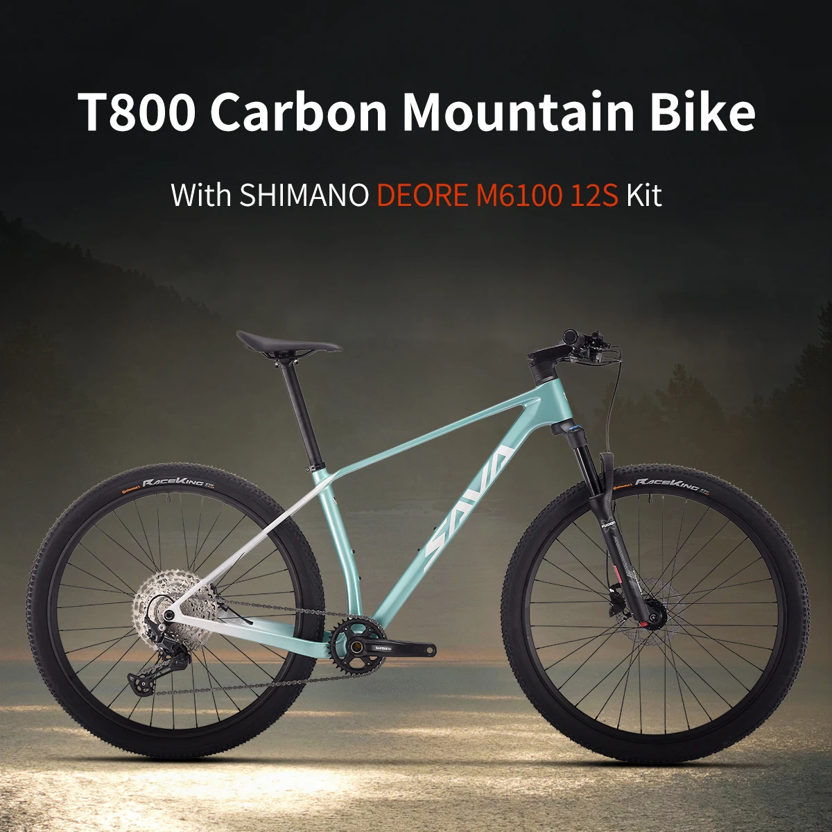 SAVA New Lantop 612 Carbon Fiber Mountain Bike, MTB Adult Bikes Mountain with SHIMANO DEORE M6100 12-Speed Components Bicycle