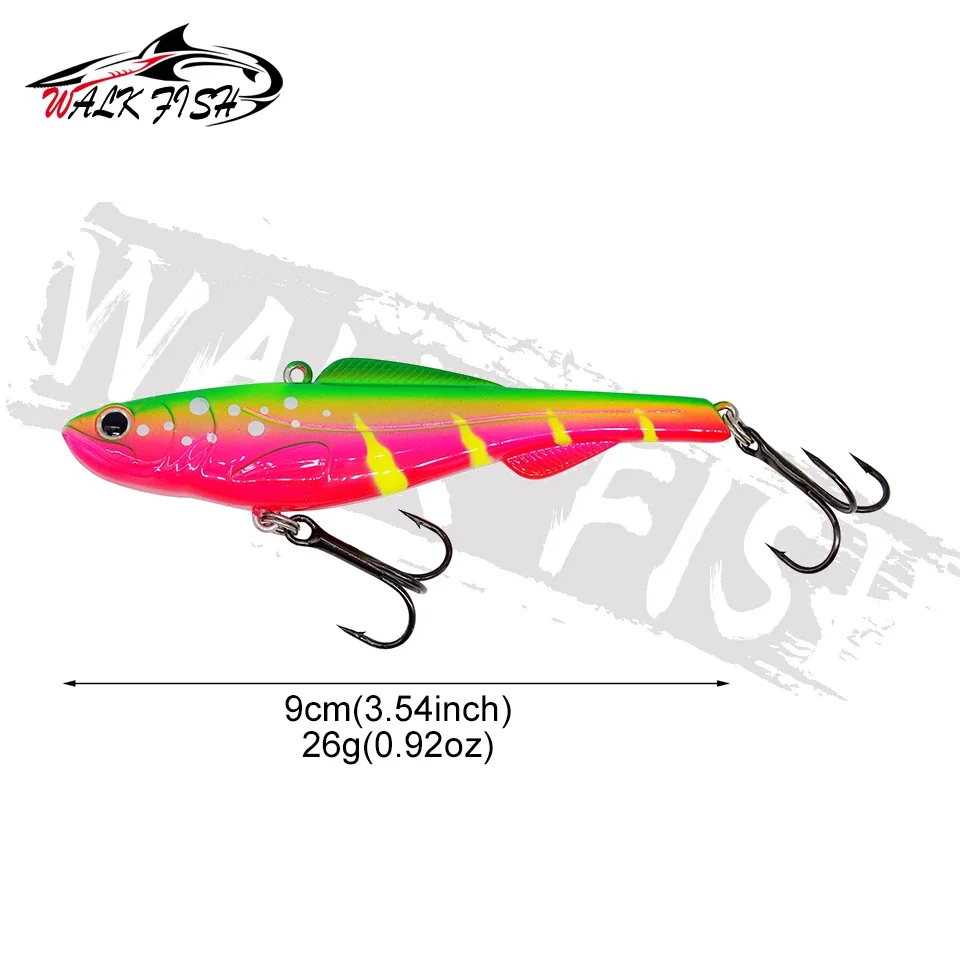 OBCK FISH-Leurre rigide vibrant pour la pêche hivernale, appât Élavec triple hameçon, 9cm/26g, 1 pièce