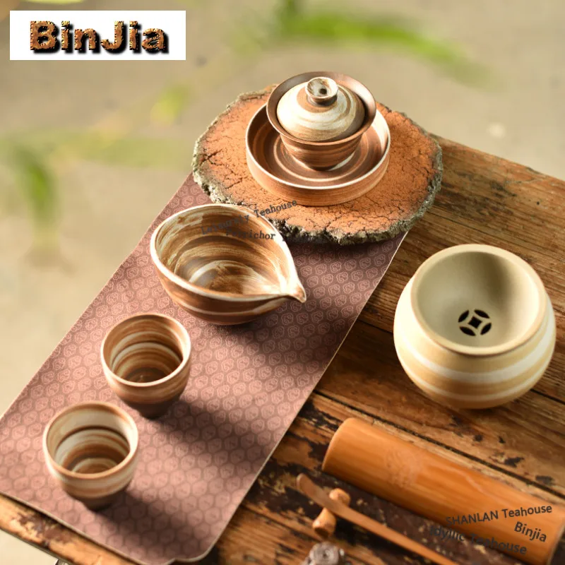 Coarse Pottery Jianshui Washing Cup Bowl Writing-brush Washer Tea Dust Cylinder Barrel Tea Residue Bucket Chaxi Teaset Craft