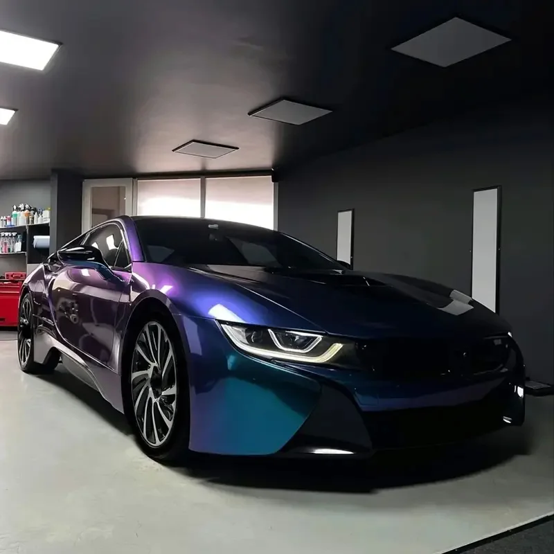 Sparkle Metallic Chameleon Vinyl Wrap Film Roll Purple to Blue Adhesive Decal Vehicle Car Wrapping