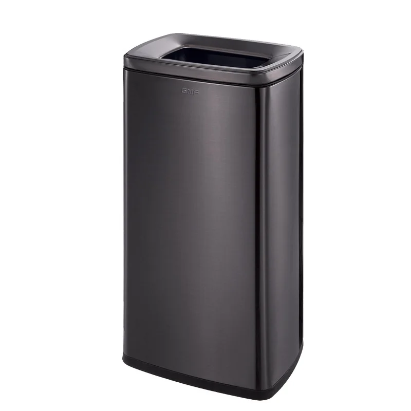 

30L Rectangular Hotel Kitchen Open Top Dustbin Stainless Steel & Plastic Waste Bin Trash Can Lid Dust Rubbish Garbage Bin