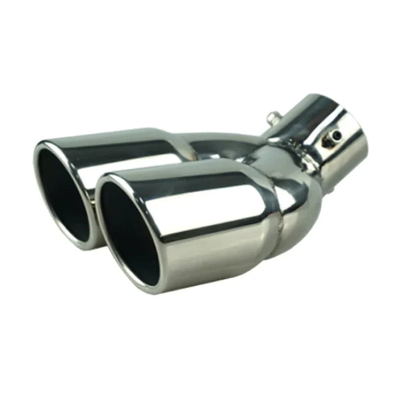 Dual Outlet Car Exhaust Pipe Tip Muffler Tail Pipe Universal High Quality Stainless Steel Interface 63 76MM Inlet Exhaust System