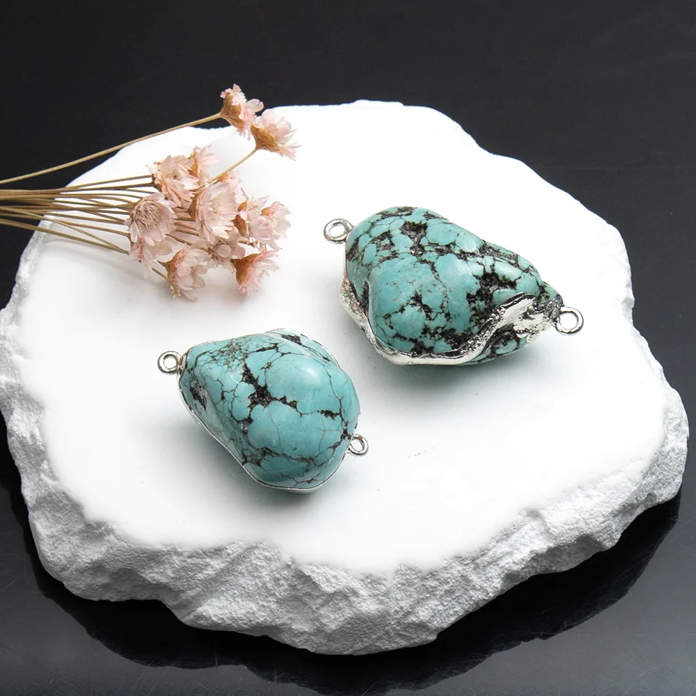 40x50 мм 1 шт. модный высококачественный бирюзовый камень нерегулярный разъем подвески для женщин/мужчин DIY ожерелье браслет аксессуары подарок