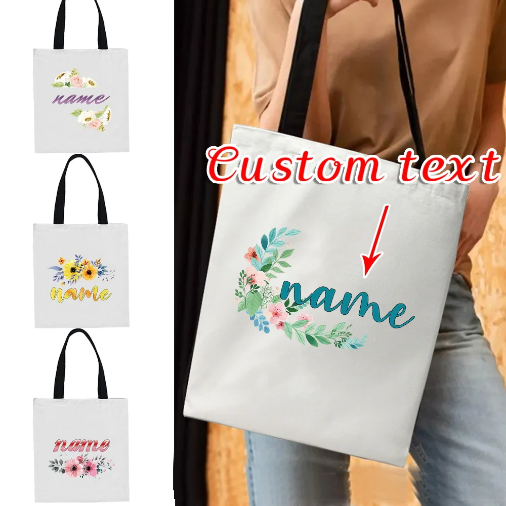

Холщовая сумка с именем по индивидуальному заказу, экологически чистый пакет для покупок, моющиеся холщовые сумки, рабочая сумка для поездок на работу, уличные сумки для хранения телефона