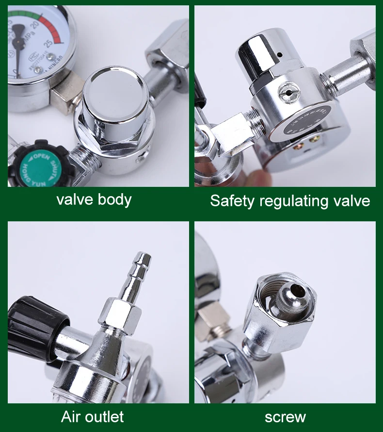 Aluminium Alloy 0-25Mpa Argon Regulator co2 Regulator Air Pressure Reducer Gas Reducer Argon Reducer G5/8