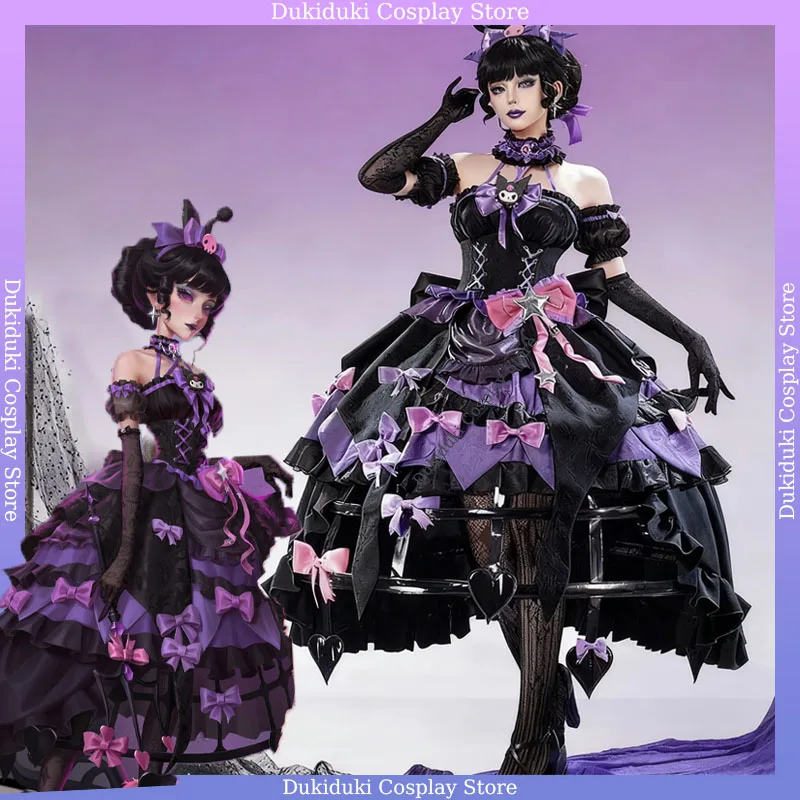 

Identity V Bloody Queen Kuromi Cosplay Costume Game Kuromi Black Lolita Gothic Long Dress Party Carnival Anime Role Play Suits