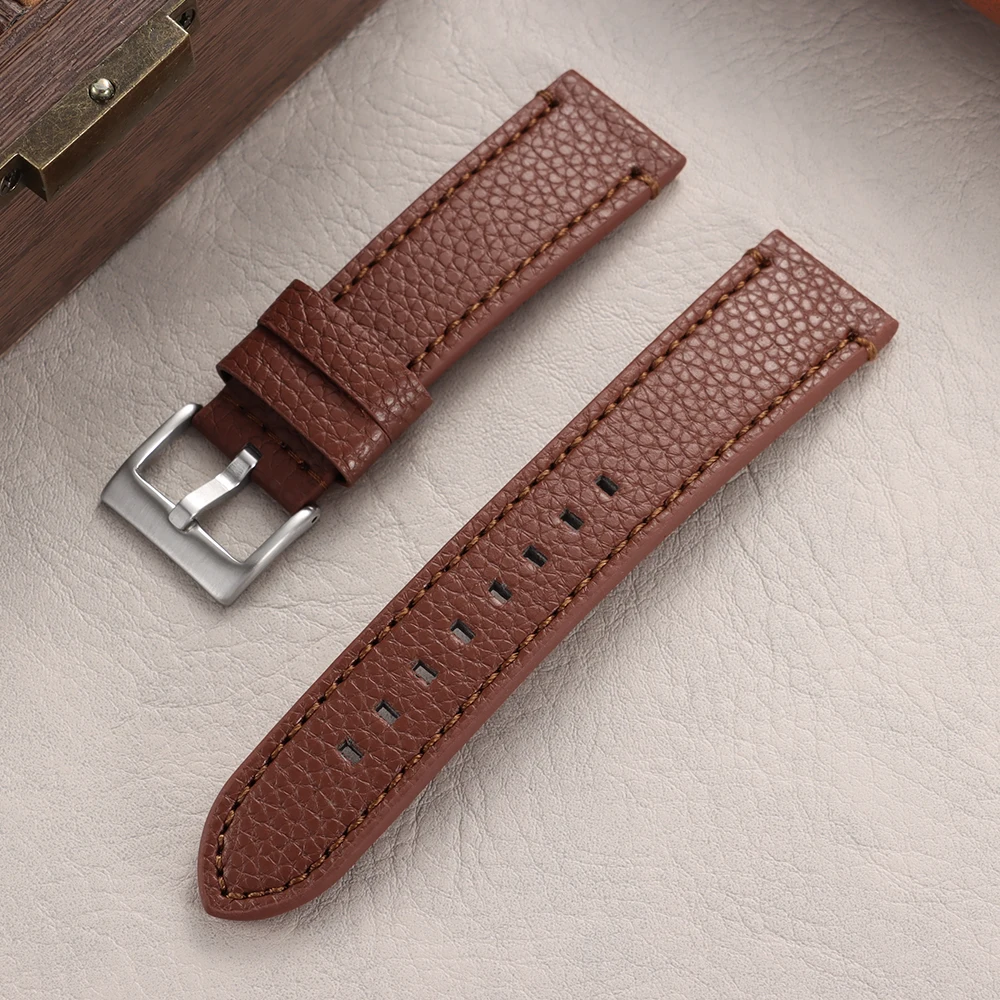 Leder-Uhrenarmband mit Litschi-Muster 18mm 20mm 22mm 24mm Armband für HUAWEI WATCH GT4 5 Pro Ersatz Universelle Weiche Uhrenarmbänder – Detail 20