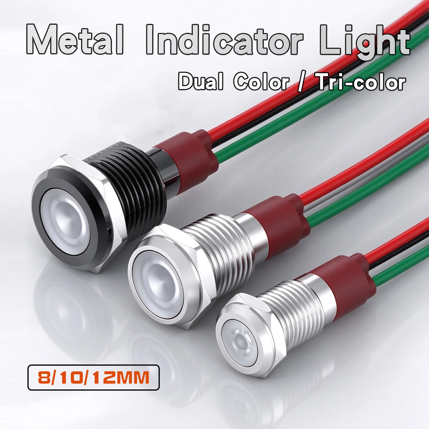 8/10/12MM Metal LED Indicator Light Red Green Yellow Blue Bi-color Tri-color Common Cathode Common Anode 3V5V12V24V Signal