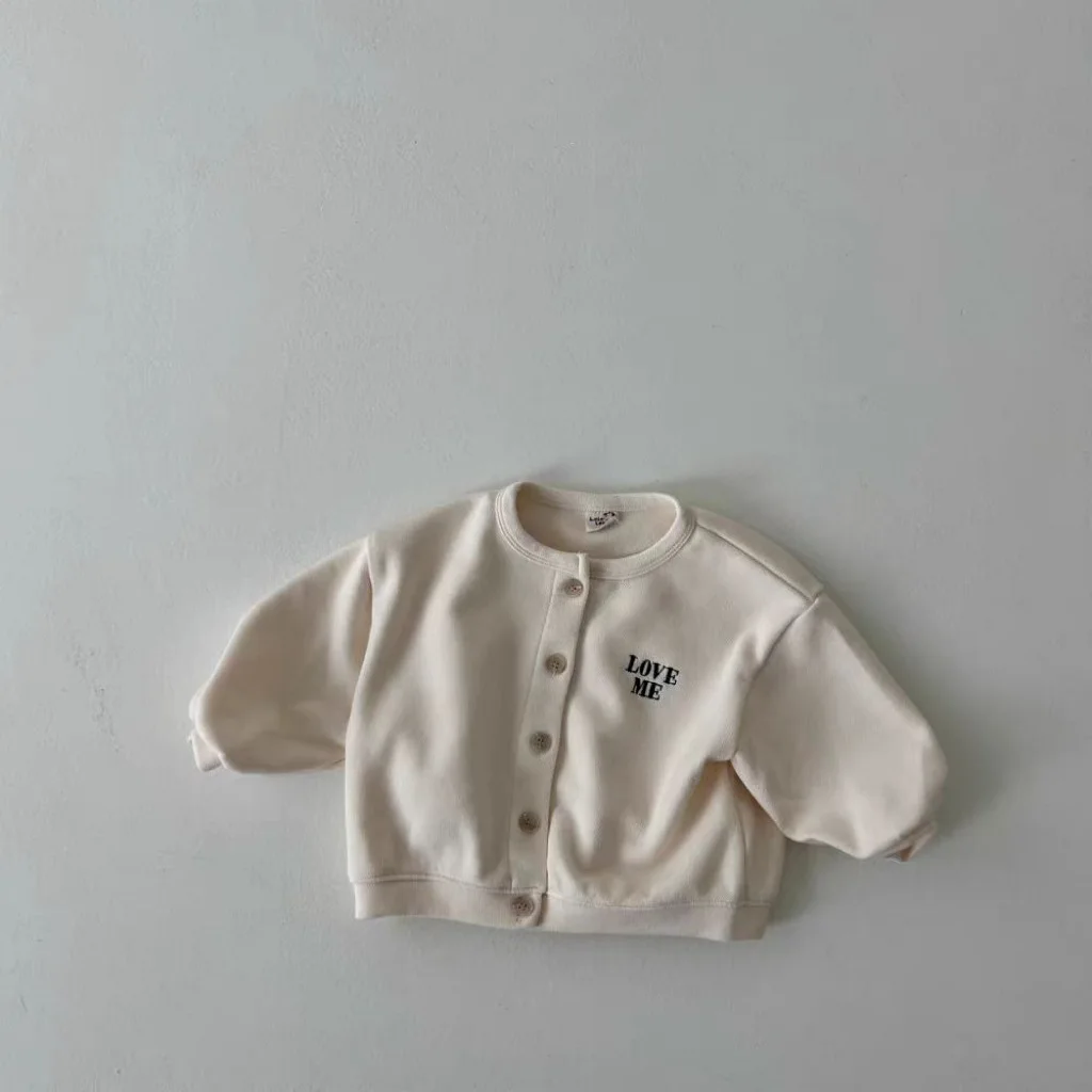 Autumn New Baby Long Sleeve Cardigan Letter Embroidery Boys Versatile Jacket Cotton Infant Girls Casual Coat Kids Clothes