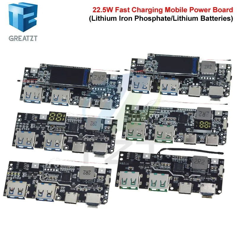 QC4.0 QC3.0 LED Dual USB 5V 4.5A 22.5W Micro/Type-C USB Mobile Power Bank 18650 Charging Module Temperature / Circuit Protection