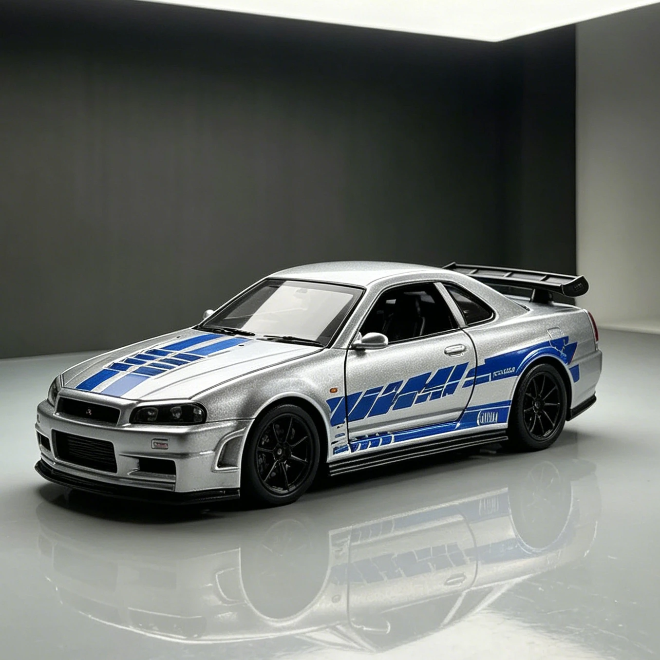 1:36 NISSAN GTR & RX7 MX5 Openable Doors Pull Back Toy, Painted Vehicle Collectible Ornament, Ideal Birthday Gift for Kids