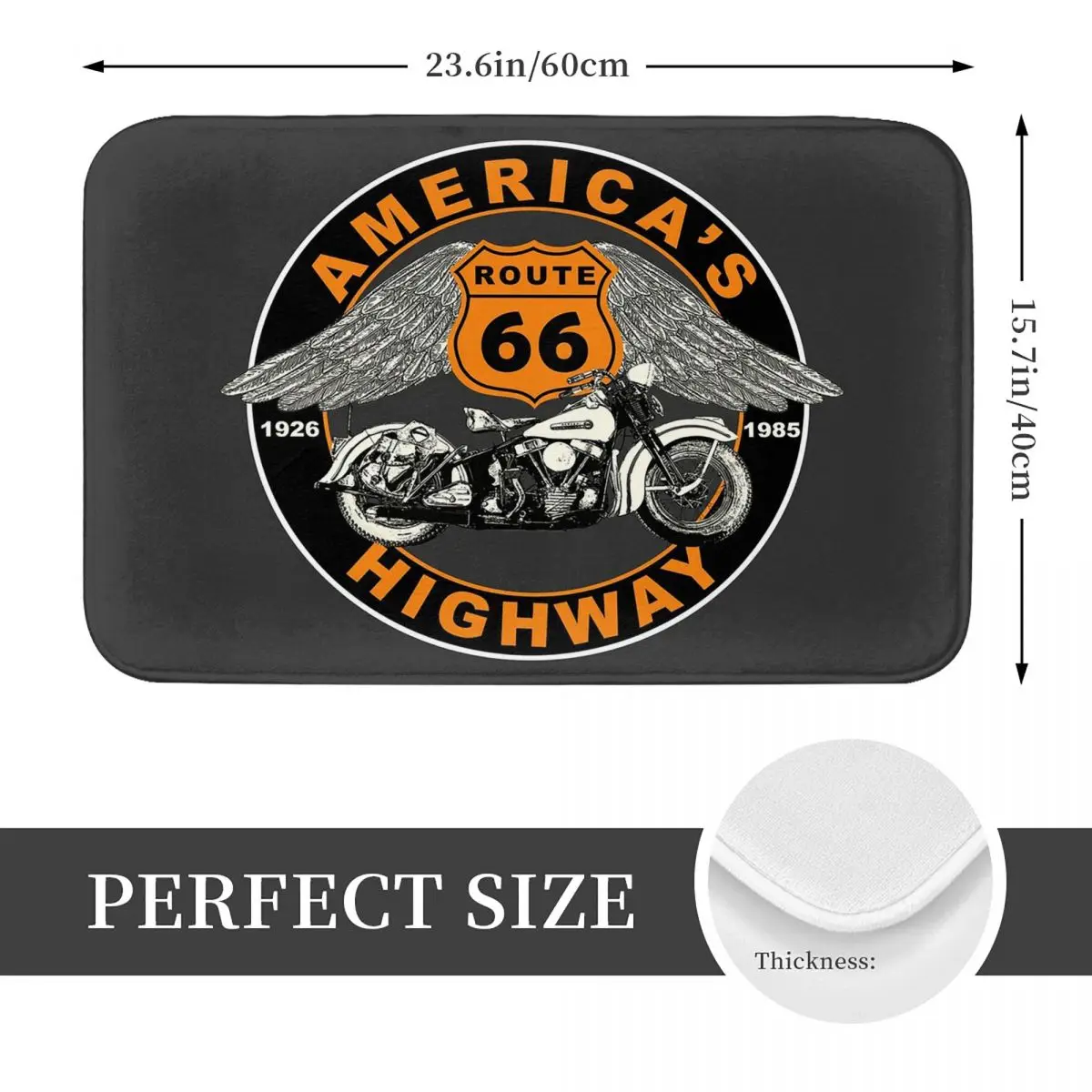 Biker Route 66 Mother Road American Doormat Anti-skid Bath Mats Home Entrance Rugs Kitchen Bedroom Carpet Outdoor Footpad