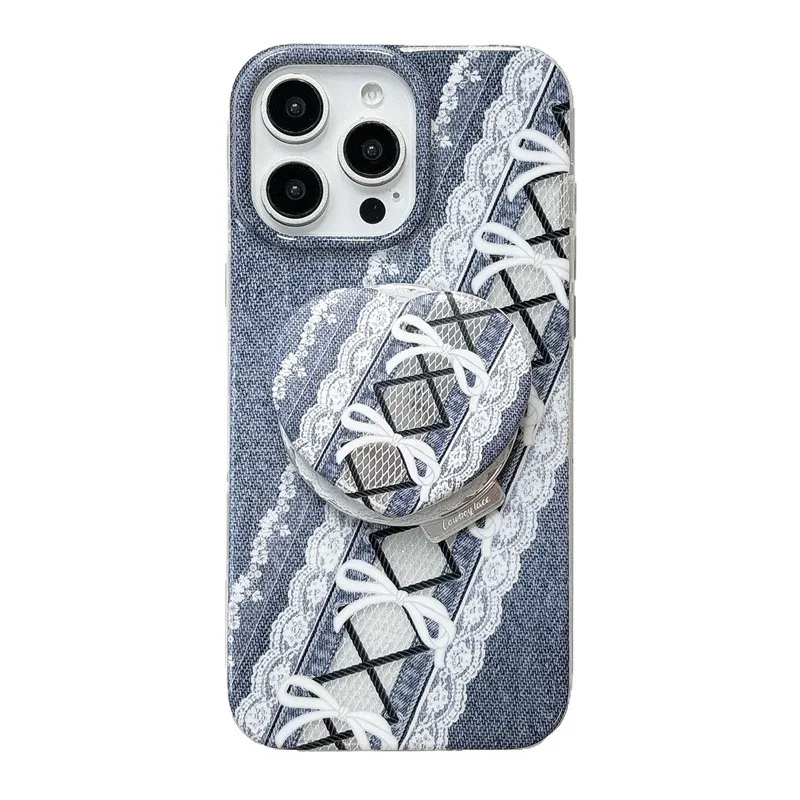 الرجعية مقوس دانتيل الدنيم الفن المونتاج أنيقة جراب هاتف ل Magsafe آيفون 16 15 14 13 12 برو ماكس حافظة لطيف فاخر غطاء مقاوم للصدمات