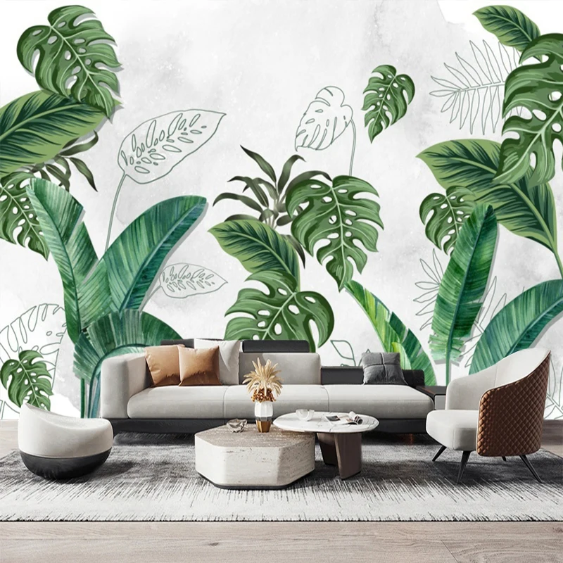 Custom Large Mural Wallpaper Retro Leaves Natural Landscape Home Decor Painting Background For Living Room TV Sofa Backdrop 3D