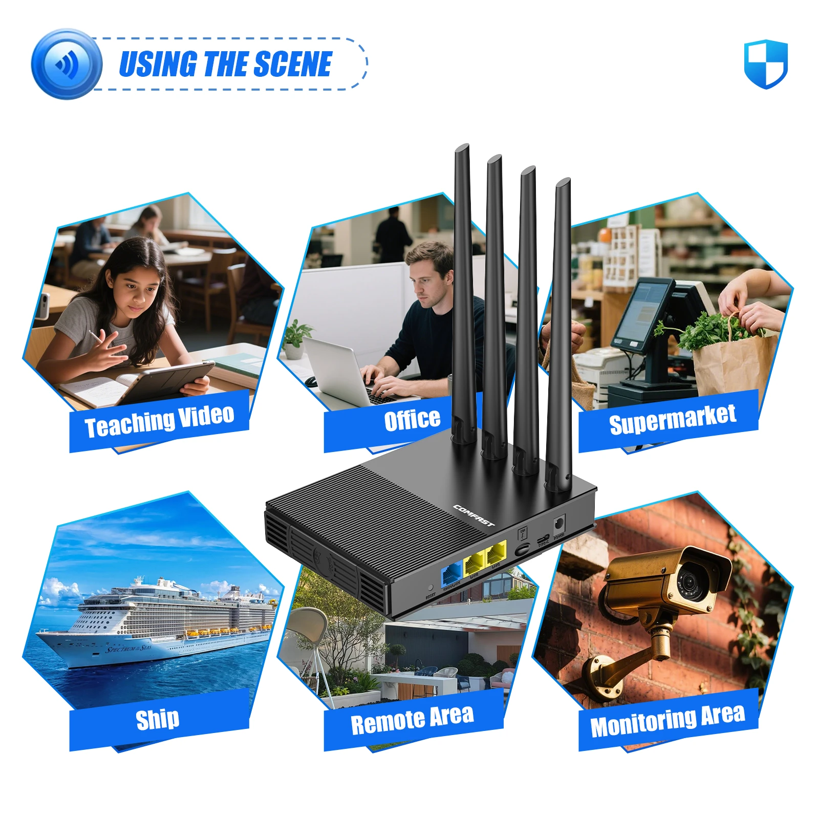 COMFAST 4G LTE Router 300Mbps 2.4G WiFi 6 Wireless Router Cat4 Micro SIM Card 100Mbps RJ45 Port Modem Router DC/Type-C EU PLUG