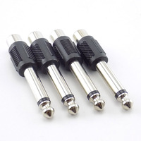 4pcs/Lot RCA/AV Female Jack To 6.35mm 1/4 Inch Male Mono Audio Adapters Connectors Plugs For DIY FM Microphone