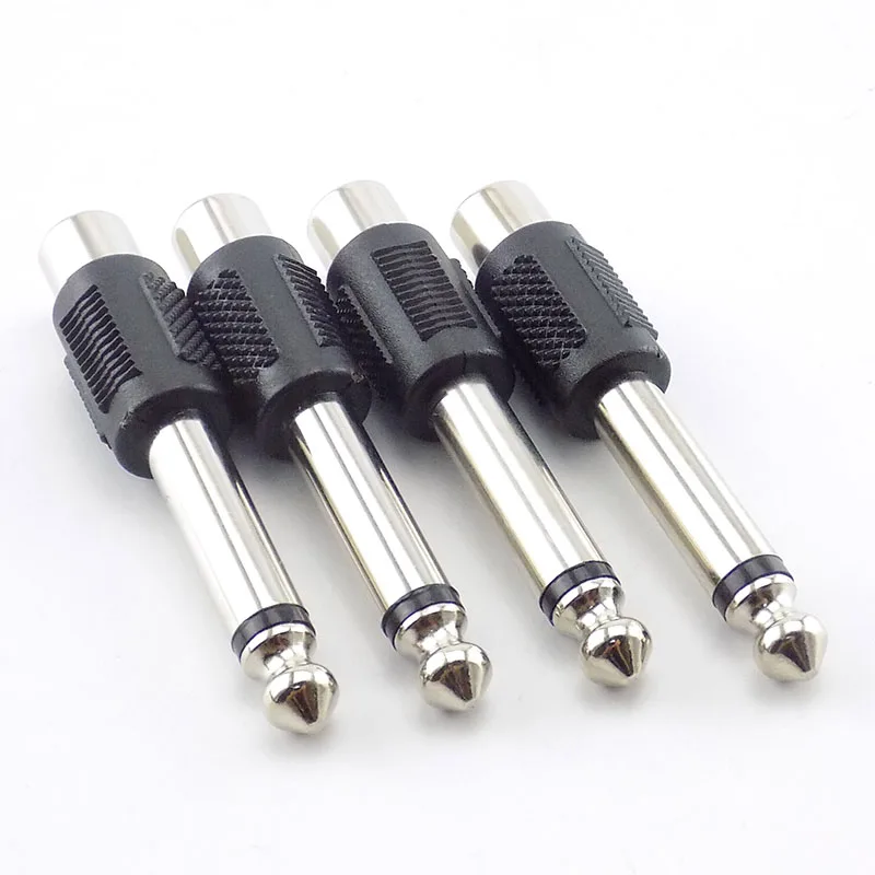 4pcs/Lot RCA/AV Female Jack To 6.35mm 1/4 Inch Male Mono Audio Adapters Connectors Plugs For DIY FM Microphone