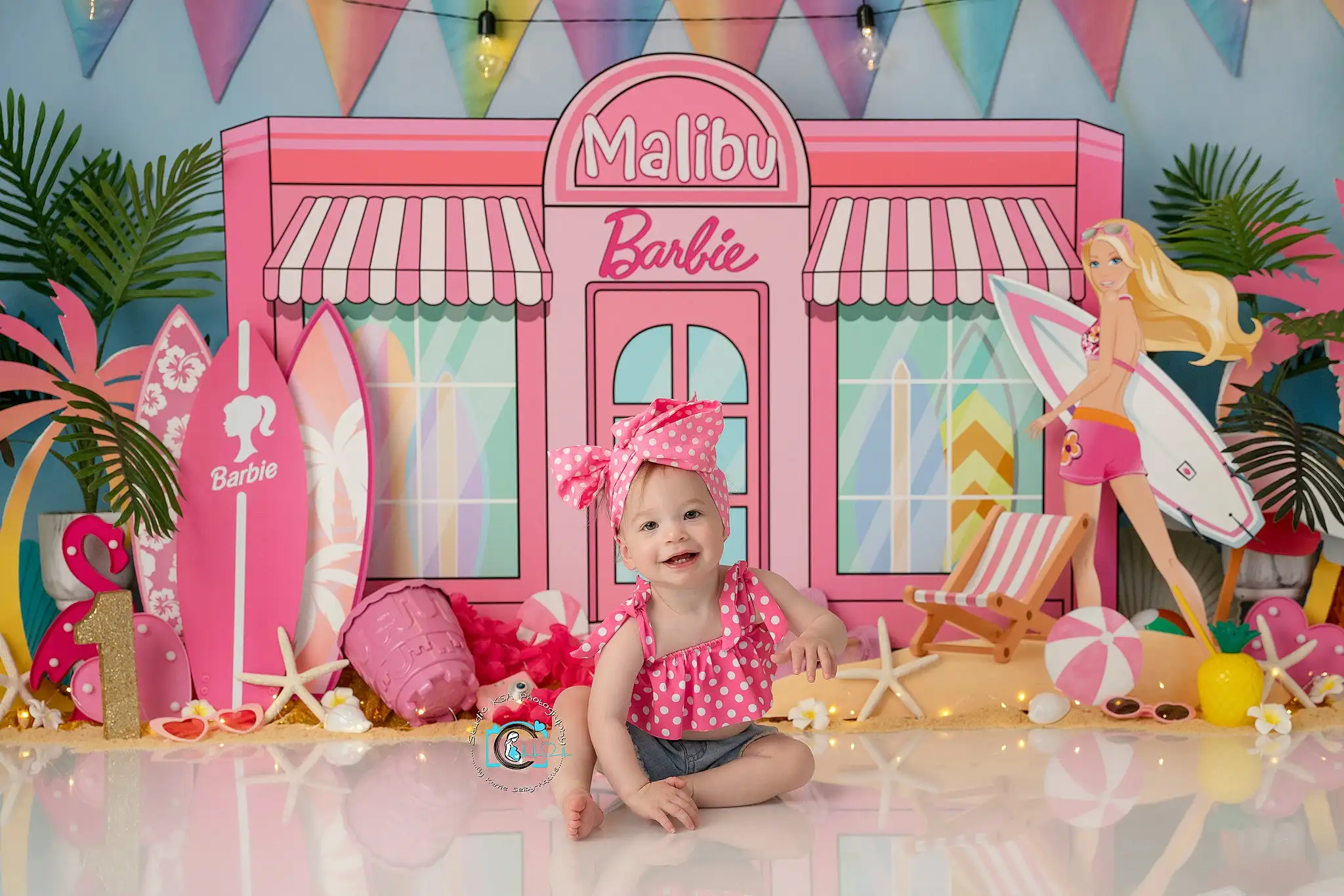 Malibu Surf Shop Barbie Photo Backdrop Kids Baby Cake Smash Photography Props Girls Adult Birthday Studio Backgrounds