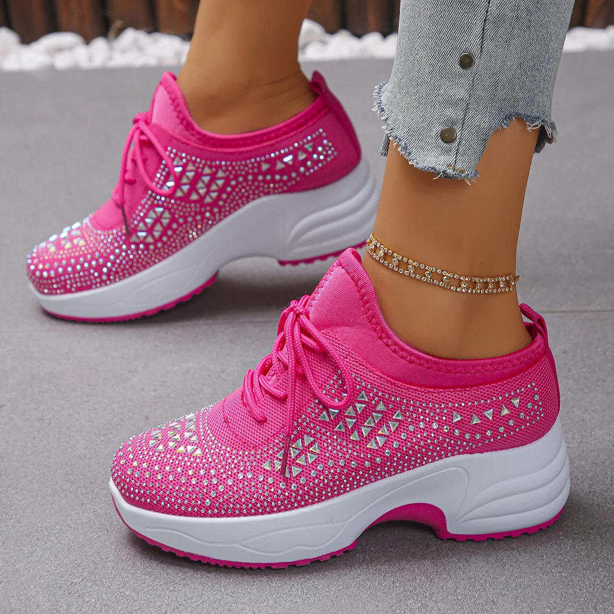 2026 Women's Mesh Sports Shoes Breathable Non-Slip Casual Spring Slope Heel with Thick Sole for Comfortable Walking