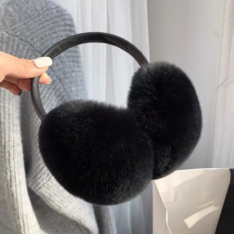 Natural 100% Rex Rabbit Fur Earmuffs Fashion Women Warm Russia Winter Real Fur Earmuffs Children Ear Cover fur Earlap Girl