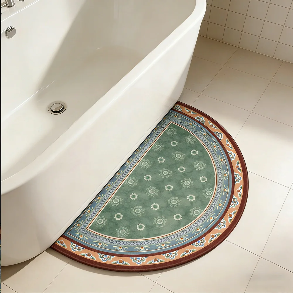 

Diatomaceous Earth Half Round Doormat Non Slip Washable Absorbent Bath Mat | Entrance Mat for Bedroom Kitchen Toilet