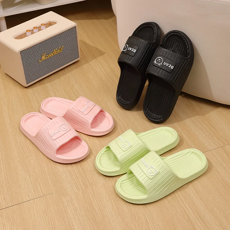 Cloud Soft Slippers Women Men Cute Bear Home Shoes Thick Sole Non-Slip EVA Indoor Bathroom Shower Slides Casual Couple Shoes view 5