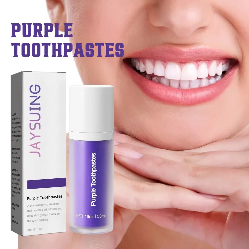 Smilekit V34 Purple Toothpaste Color Corrector Teeth Cleans Oral Cavity Keep Refreshing Yellow Stain Reduction Whitening Product