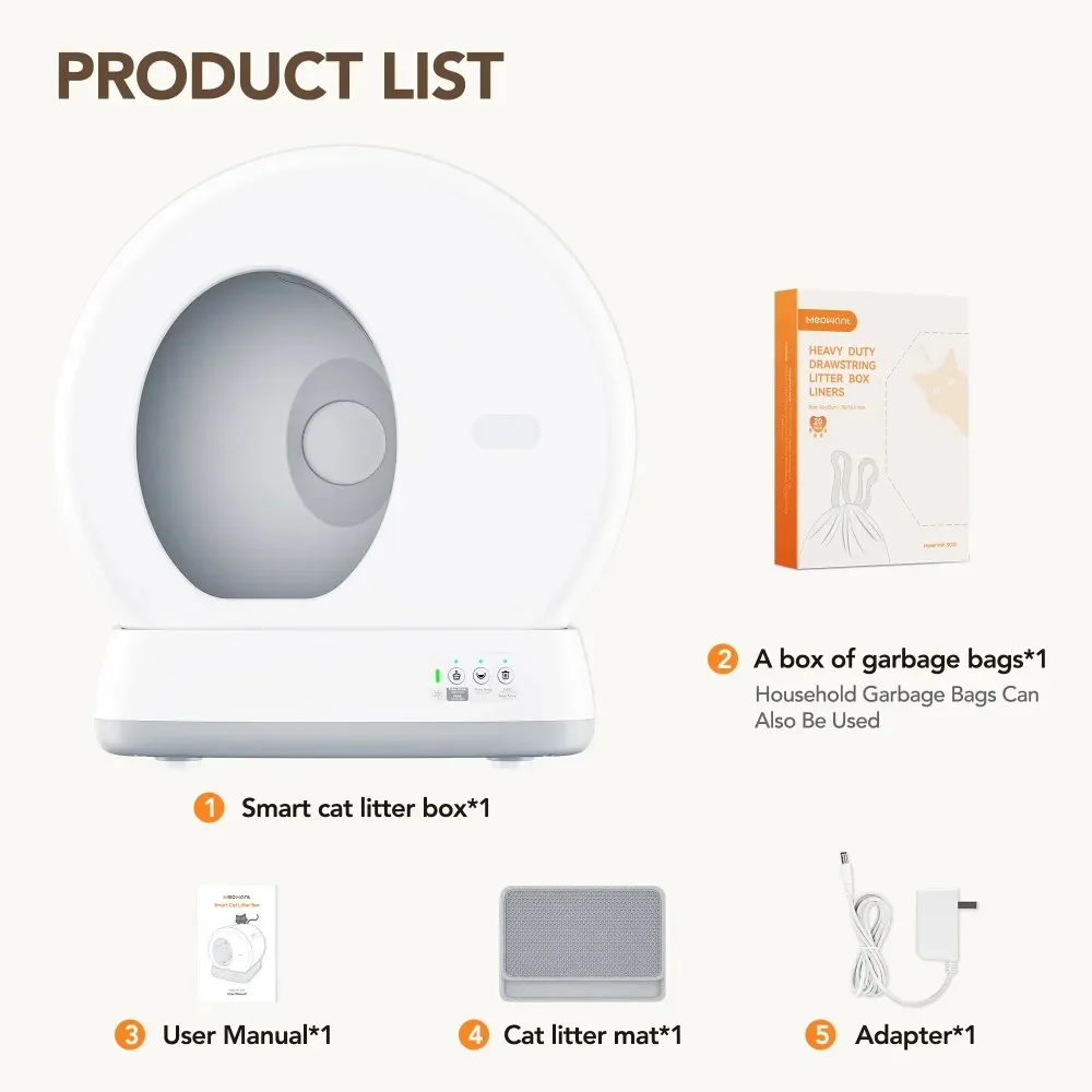 Modern Automatic Cat Litter Box with APP Control, Safety Sensors, Odor Isolation&Health Monitoring, Self-Cleaning Cat Litter Box