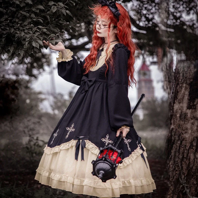 Authentic Autumn/winter New Product Starry Night Cross Court Style Lolita Daily Sweet Lolita Dress Palace Princess Skirts