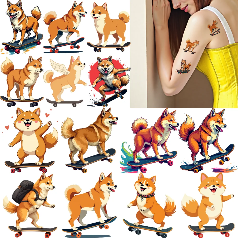 

28pcs Temporary Tattoo Dog Stickers Waterproof Long-lasting Body Stickers Skateboard Stickers For Cheeks Arms Girls