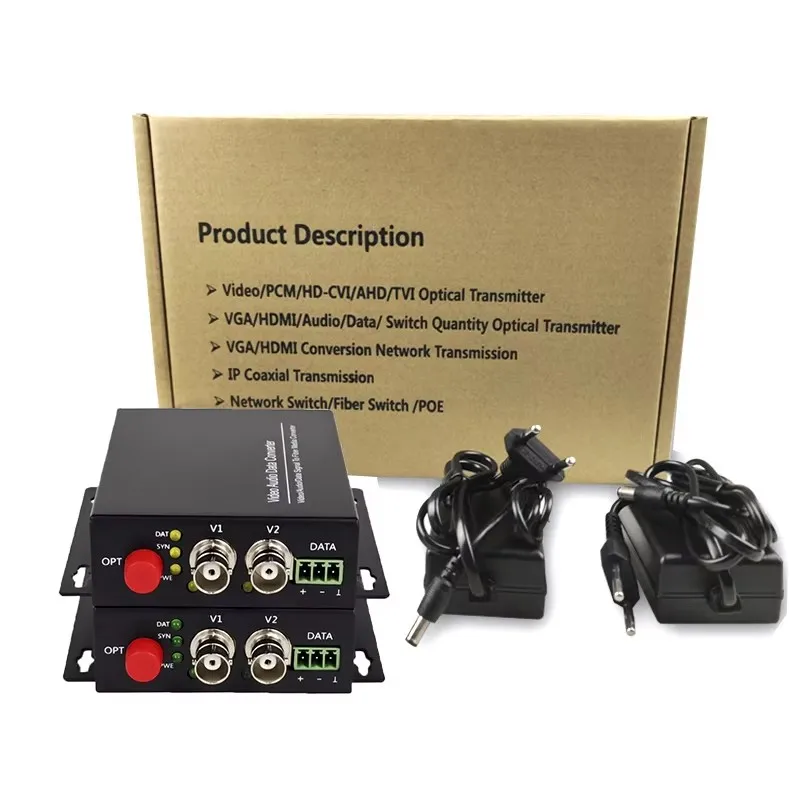 

CVBS camera fiber optic transmitter 2 channel BNC video fiber media converter for security CCTV system