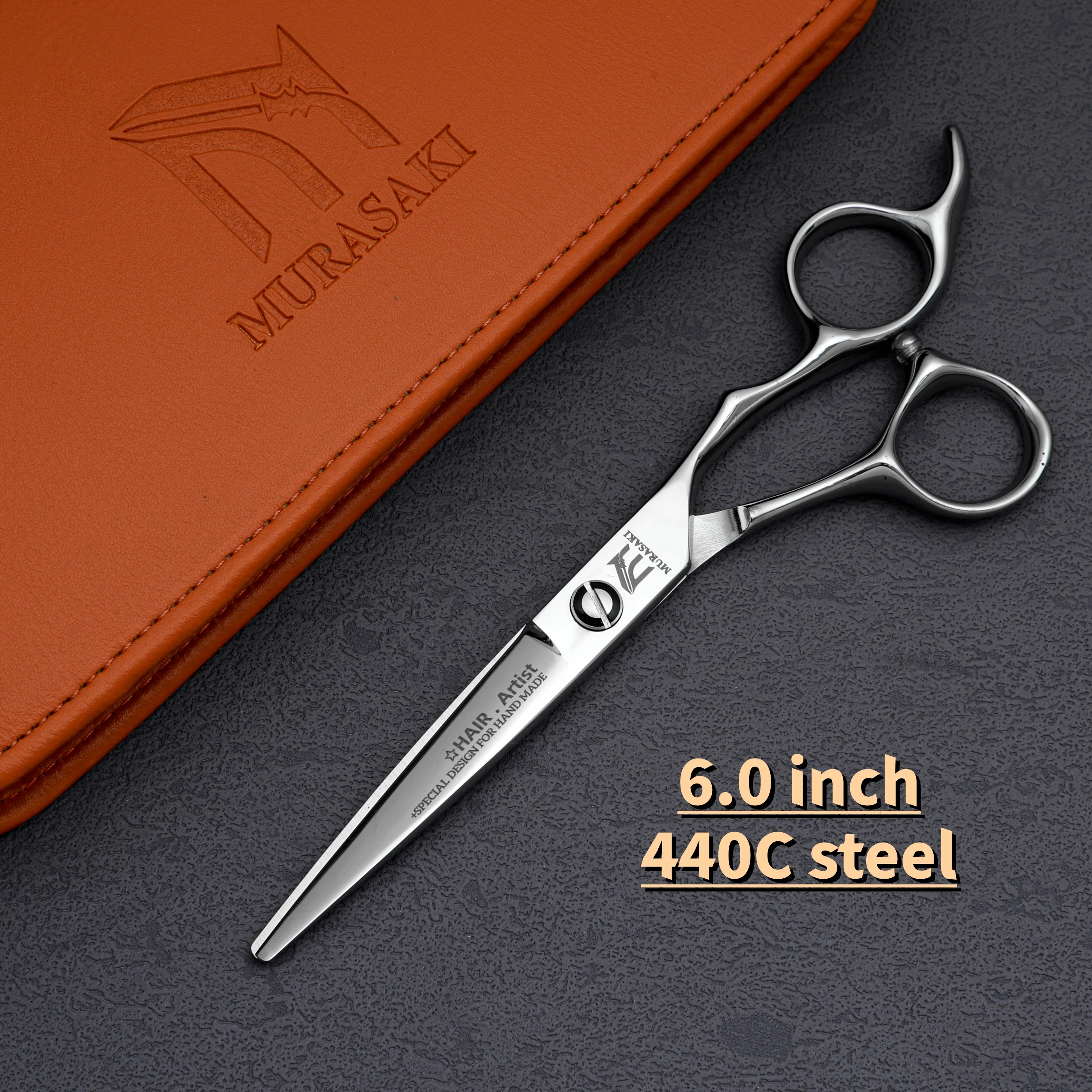 MURASAKI Professional hairdressing scissors440C steel barber shears6 inch Hair cutting toolsHigh quality barber accessorie