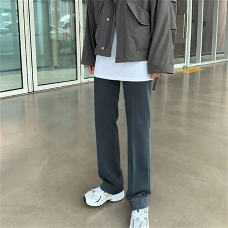 Spring Autumn New Fashion High Waist Solid Men\'s Clothin Casual Loose Korean Style Ropa Hombre Trousers All Match Chic Pants