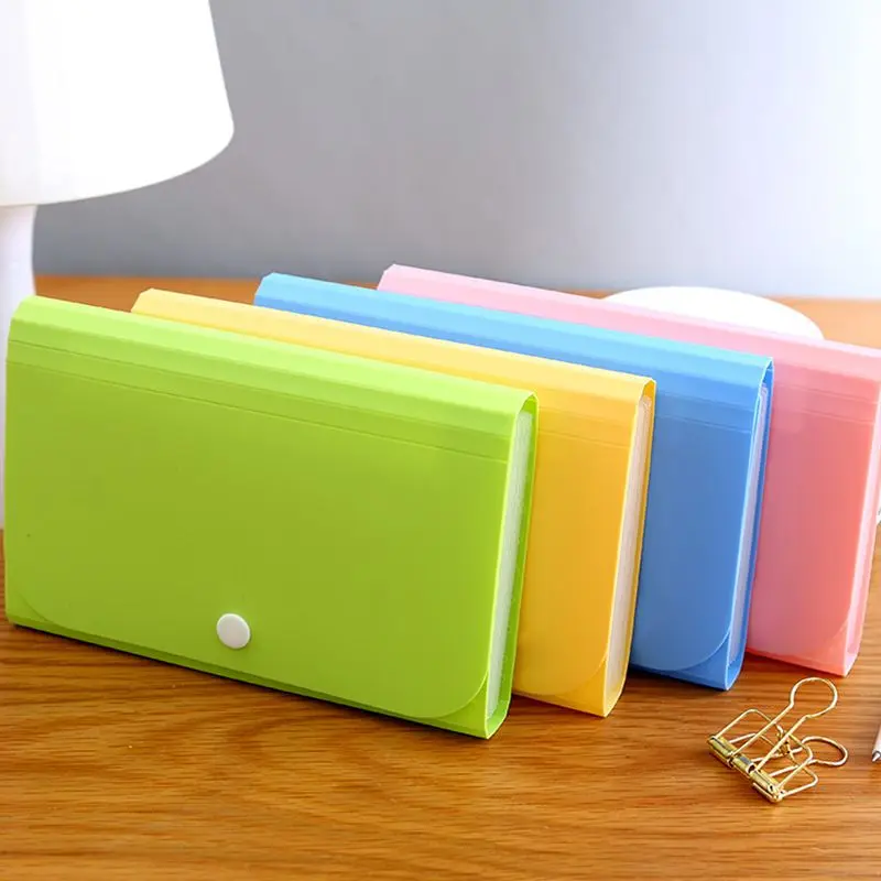 Lovely Colorful Accordion Style Mini File Document Bag Pouch Folder Card Holder Organizer Bills Receipt paper File Holders