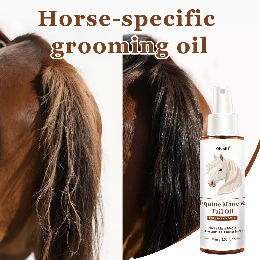Aceite para el Cuidado del Cabello de Caballo, Brillo, Crecimiento del Pelo y Cola, Ingredientes Naturales a Base de Plantas, Desenredante, Acondicionador, Tratamiento, Cuidado para Todas las Razas