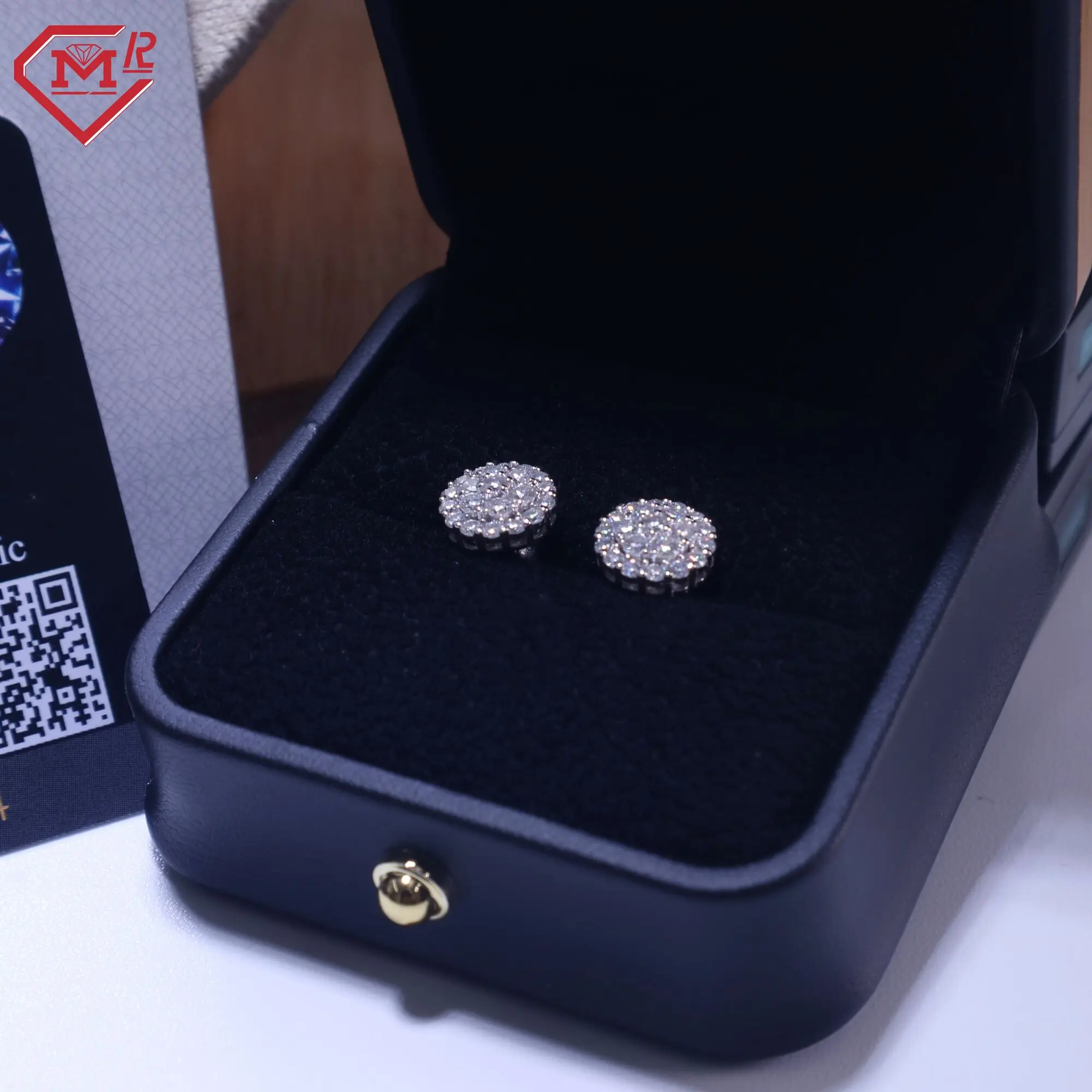 Elegant Moissanite Stud Earring Iced Out Sterling Silver Flower Shape Cluster Moissanite Earrings