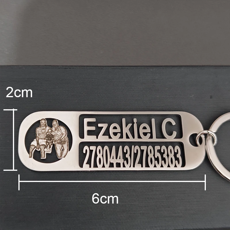 Custom Keychain Personalized Pic Text Number Anti Lost Key Chain Stainless Steel Engraved Keyring Car Keychains Customize Gifts