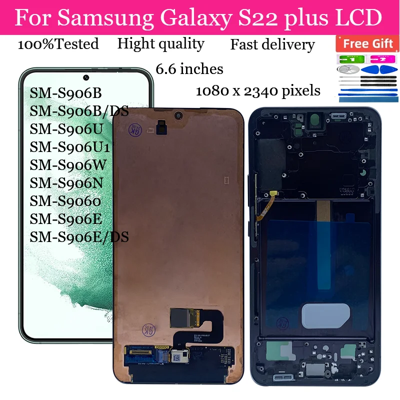 

AMOLED Display For Samsung Galaxy S22 Plus LCD Display Touch Screen Assembly For Samsung S22+ S906B S906U S906W S906N LCD