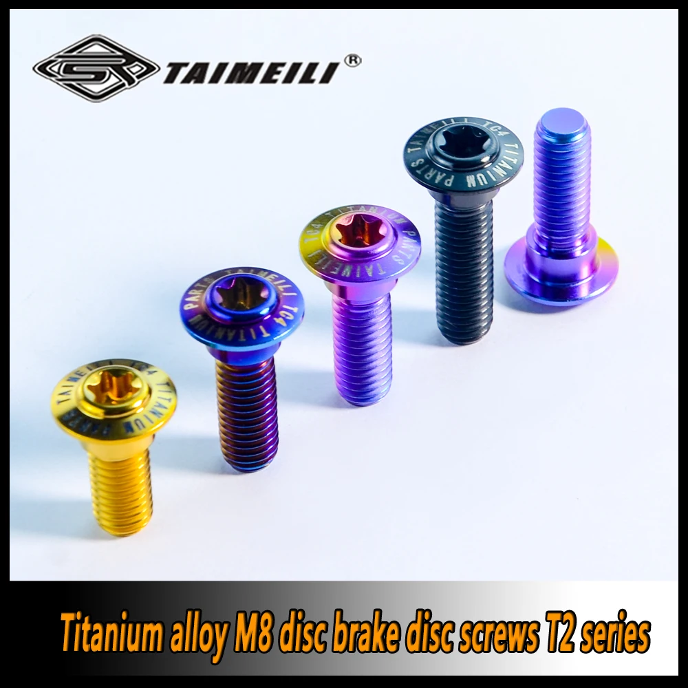 TAIMEILI TC4 T2 Series Titanium Alloy Brake Disc Bolts M8×20/25/30mm Lightweight Motorcycle Mod Replacement 1/5/10pcs