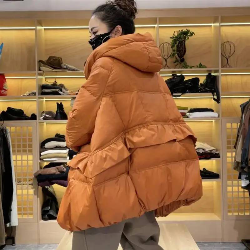 

White Du down Jaet Women's Winter New Faion Big Brand Mid-Length Thiened High-End Thiened Coat Korean Sle Straigh...