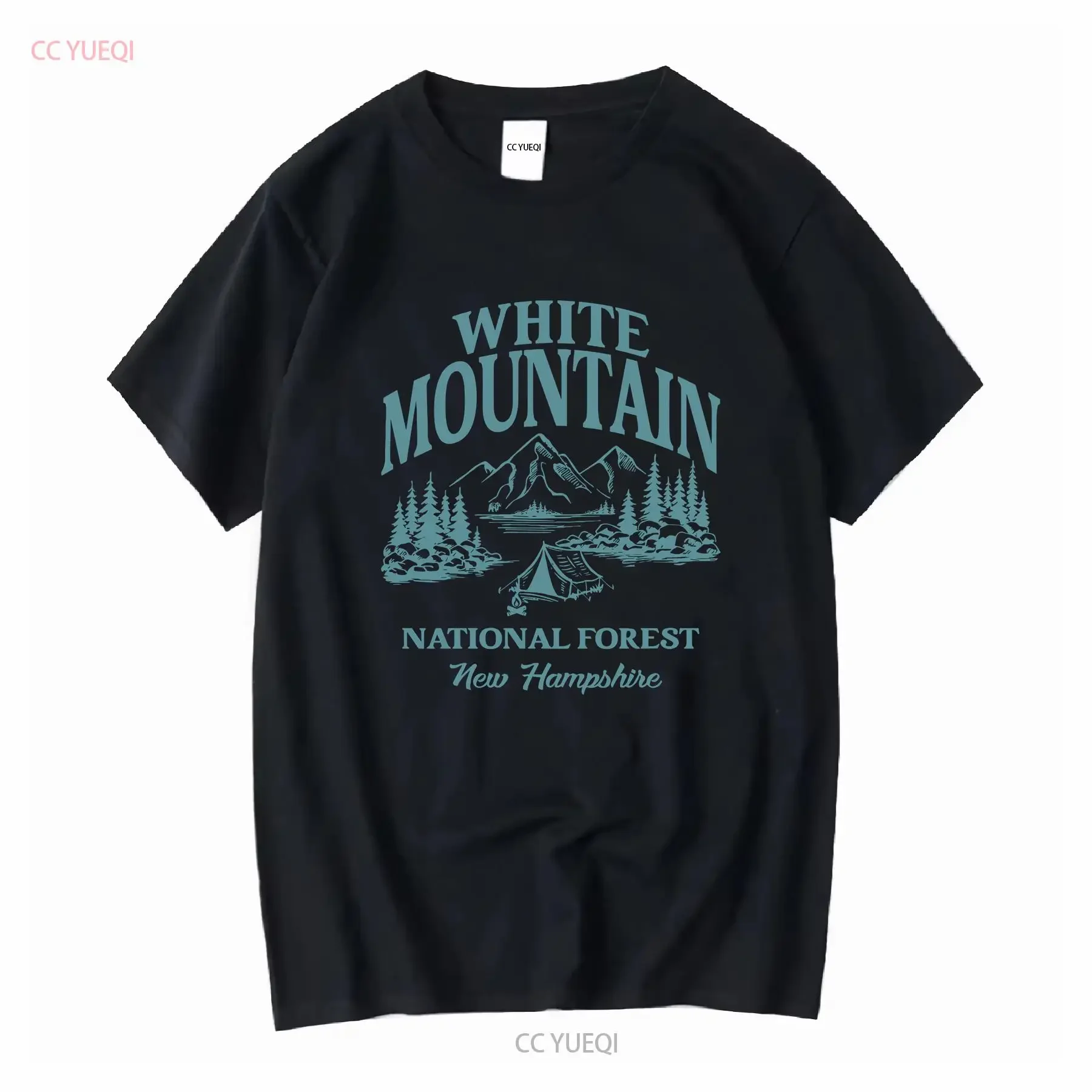 White Mountain National ForesT T Shirt Teal Camping New Hampshire Wilderness Nature Outdoors long or short sleeves vintage