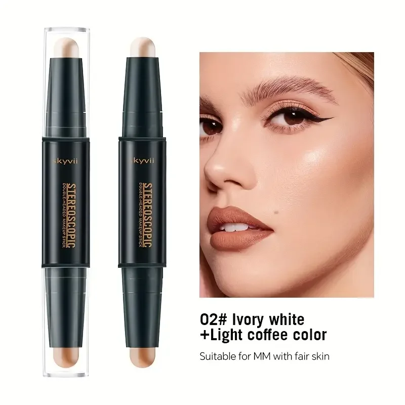 ダブルヘッドハイライトペンフェイスメイクアップリキッド防水輪郭形成ファンデーション輪郭メイクアップコンシーラースティックペンシル化粧品