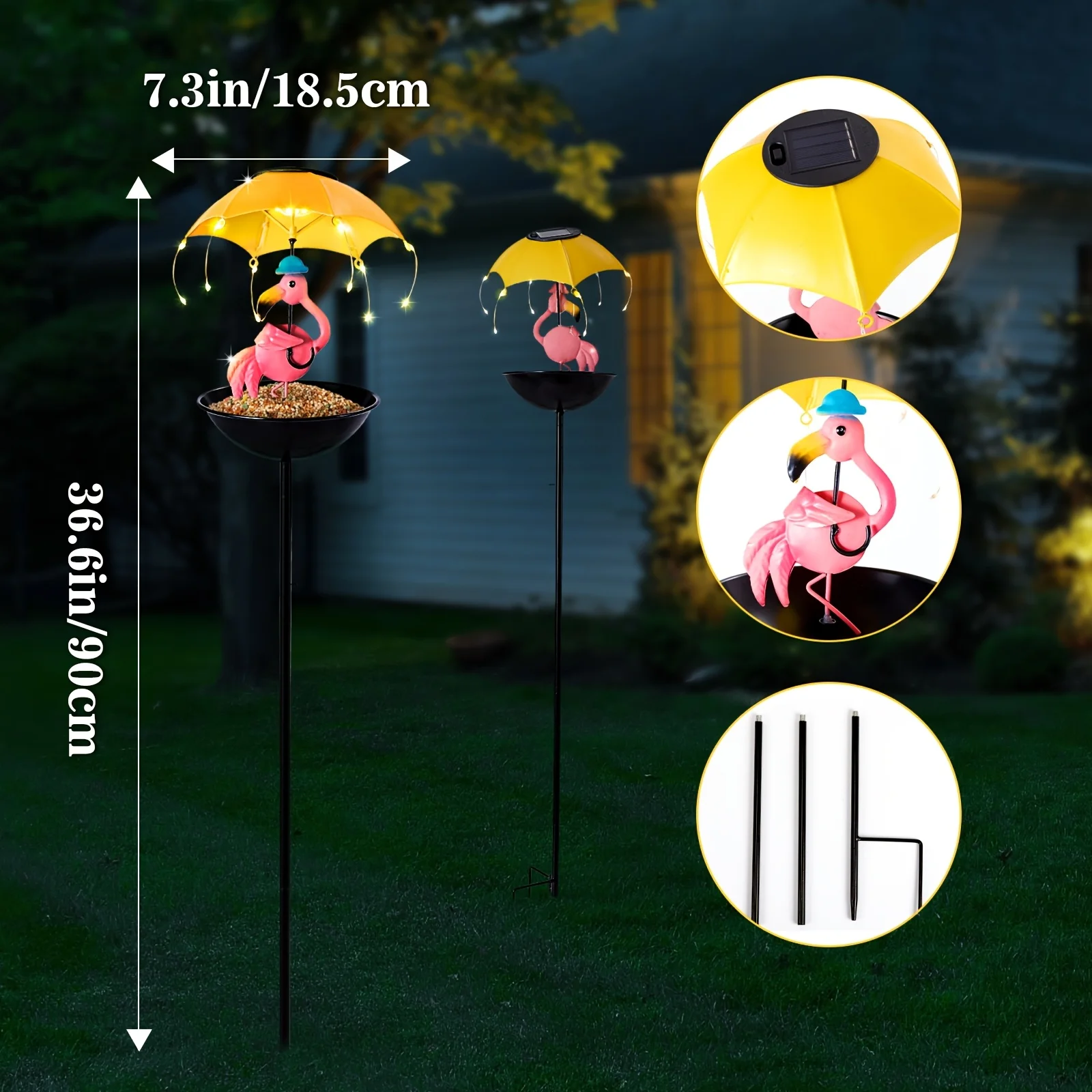 Solar-Powered Animal Statue Light Strips for Winter Decor, Hummingbird & Squirrel Feeder Ornaments Exquisite Flamingo & Bee Sculptures Ideal Gifts for Mother’s Day and Thanksgiving Perfect Decor for Yard, Lawn, Patio and Garden